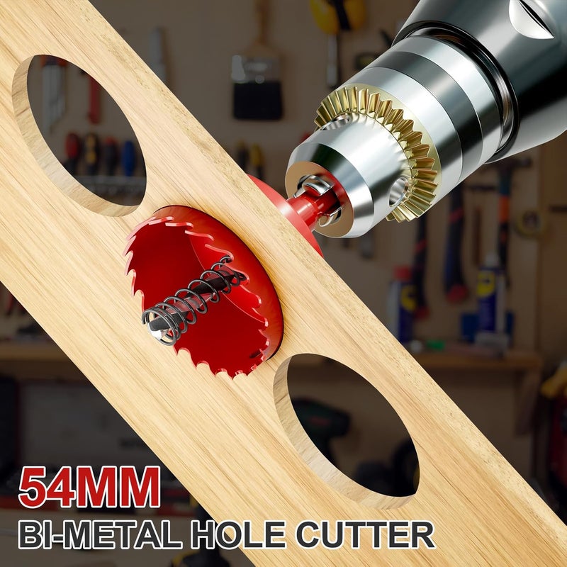 FIVELAKE 2-1/8" (54mm) Bi-Metal M42 High Speed Steel Hole Saw with Pilot Drill Bit, Smooth Cutting Edge for PVC, Drywall, Wood, Plastic, Gypsum Board, Rubber, Thin Metal - Image 5
